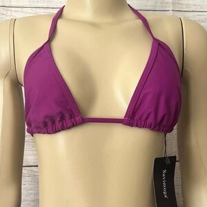 Suvimuga Women’s Purple Halter String Triangle Bikini Top Size S NWT